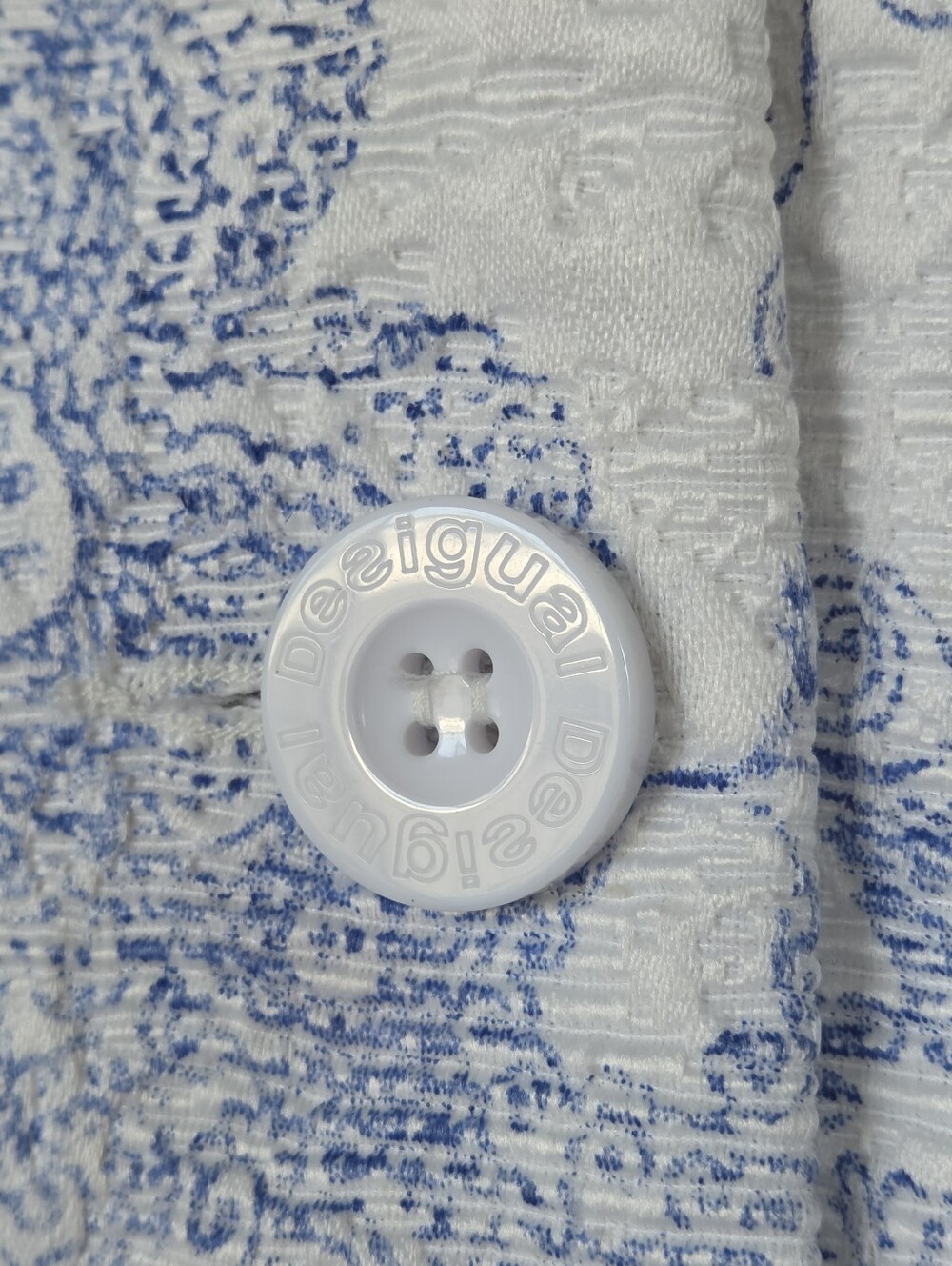 Desigual White & Blue Ombre Tapestry Long Coat - Picture 4 of 11